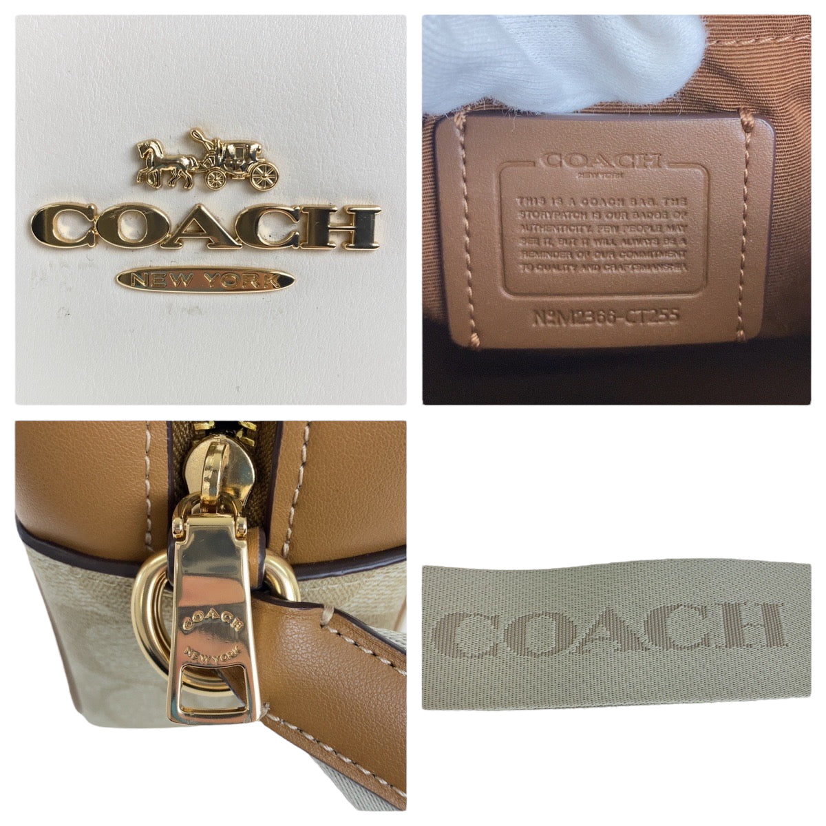 22430
COACH Signature Beige Brown Gold Hardware Leather / PVC CT255 Shoulder Bag Pochette Ladies ABP8