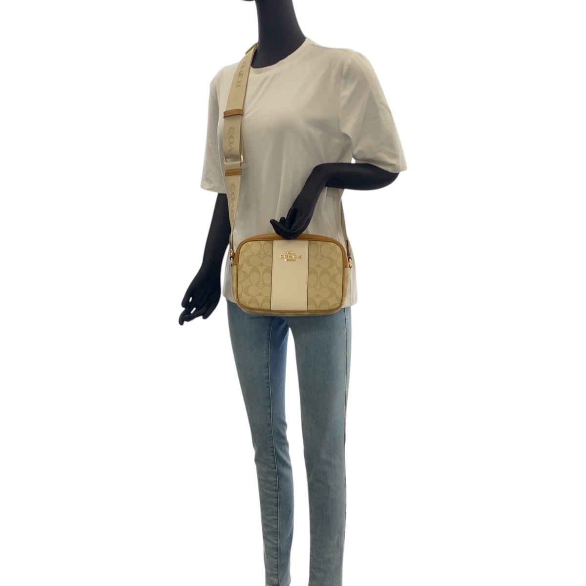 22430
COACH Signature Beige Brown Gold Hardware Leather / PVC CT255 Shoulder Bag Pochette Ladies ABP8