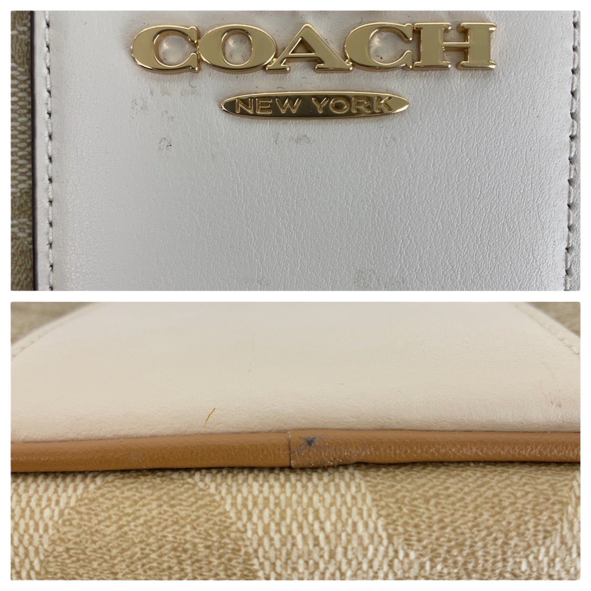 22430
COACH Signature Beige Brown Gold Hardware Leather / PVC CT255 Shoulder Bag Pochette Ladies ABP8