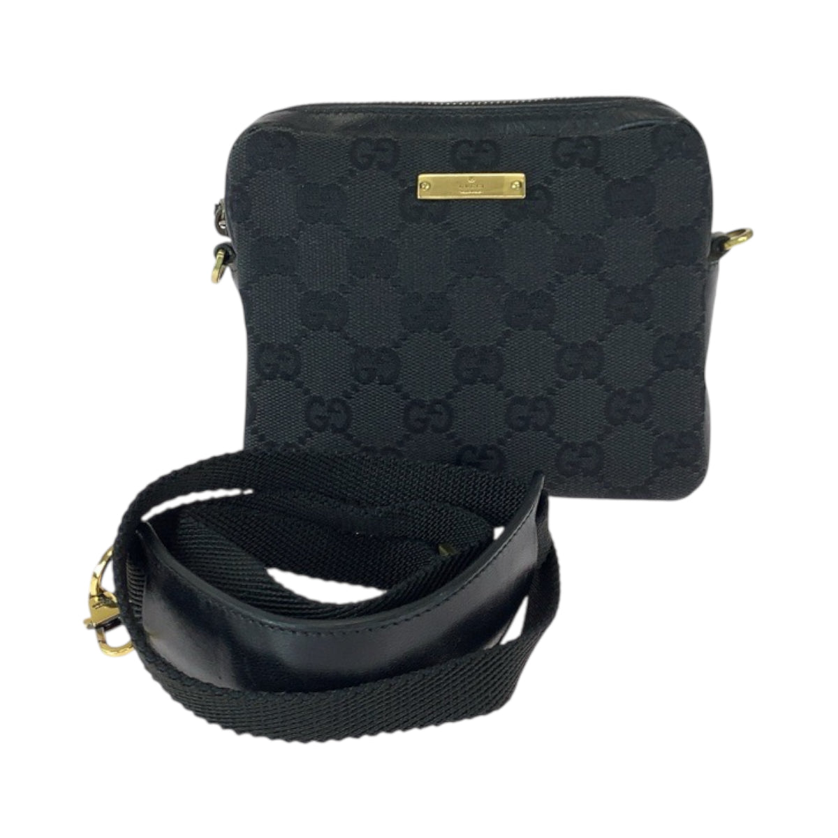 22432
GUCCI グッチ ブラック 黒 ゴールド金具 GGキャンバス / レザー 90666 ショルダーバッグ ミニショルダーバック ポシェット レディース ABP30