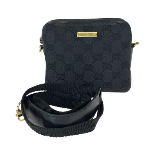 22432
GUCCI グッチ ブラック 黒 ゴールド金具 GGキャンバス / レザー 90666 ショルダーバッグ ミニショルダーバック ポシェット レディース ABP30