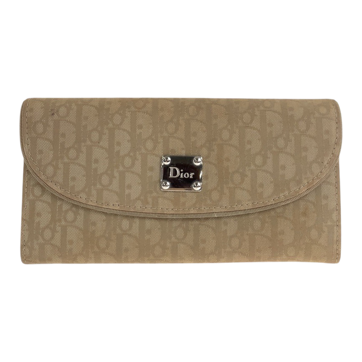 22435
Christian Dior Trotter Beige Silver Hardware Canvas / Leather Long Wallet Women's AB10