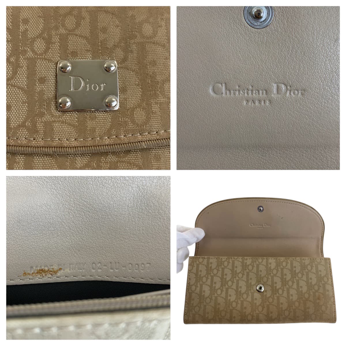 22435
Christian Dior Trotter Beige Silver Hardware Canvas / Leather Long Wallet Women's AB10