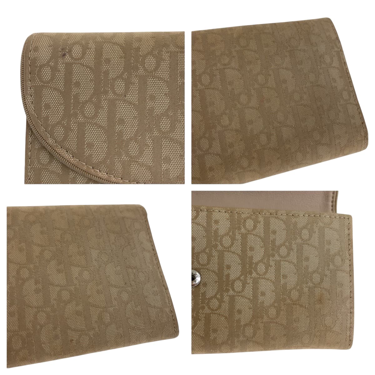 22435
Christian Dior Trotter Beige Silver Hardware Canvas / Leather Long Wallet Women's AB10