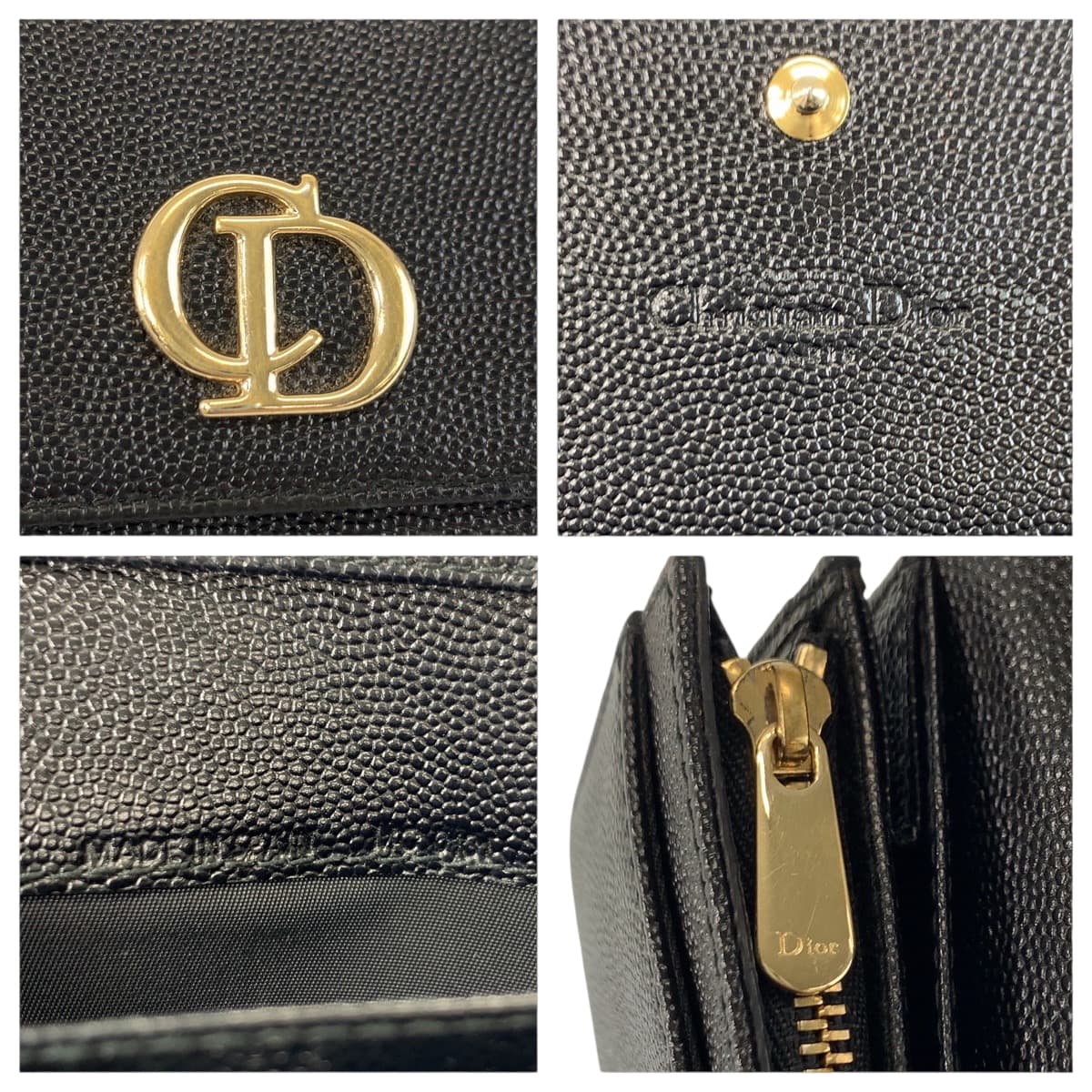 22437
Christian Dior CD Logo Black Gold Hardware Leather MC0131 Long Wallet Women's ABP15