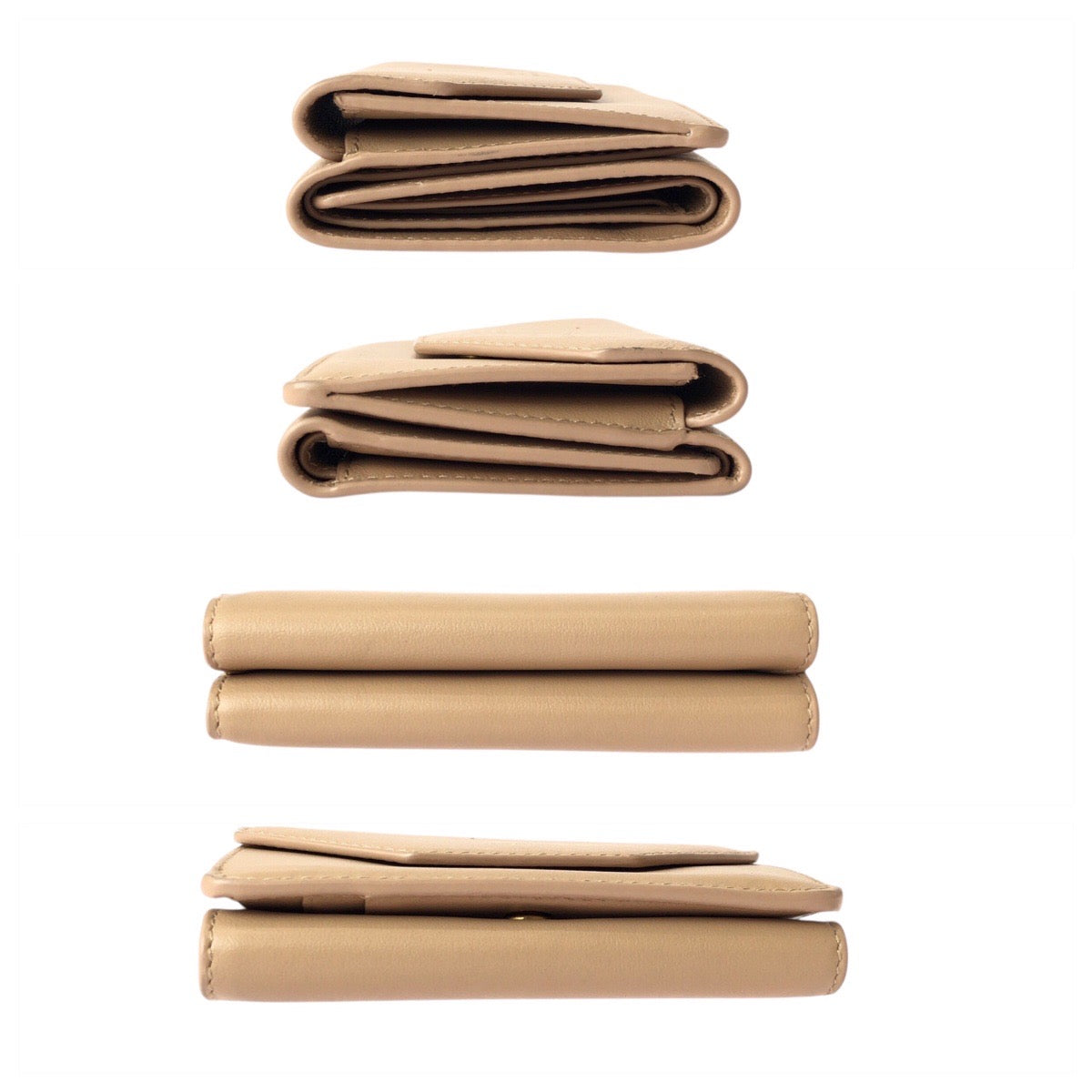 22439
BALENCIAGA バレンシアガ ベージュ ゴールド金具 レザー 73630 9607 O 555583 折り財布 コンパクトウォレット レディース A24