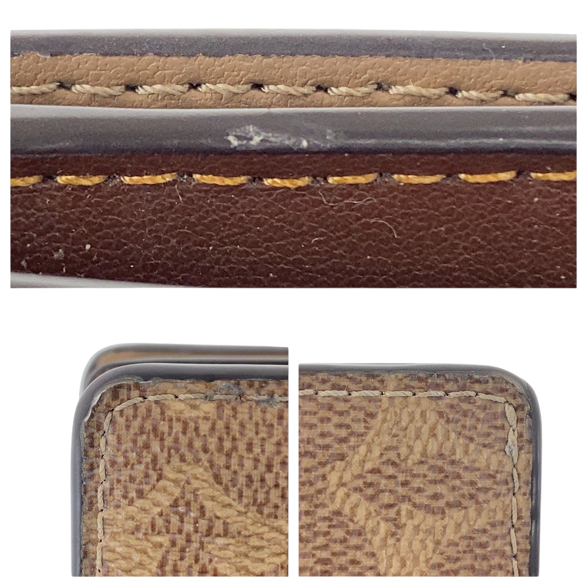 22440
COACH コーチ シグネチャー ベージュ ブラウン ゴールド金具 PVC / レザー 折財布 コンパクトウォレット レディース AB5
