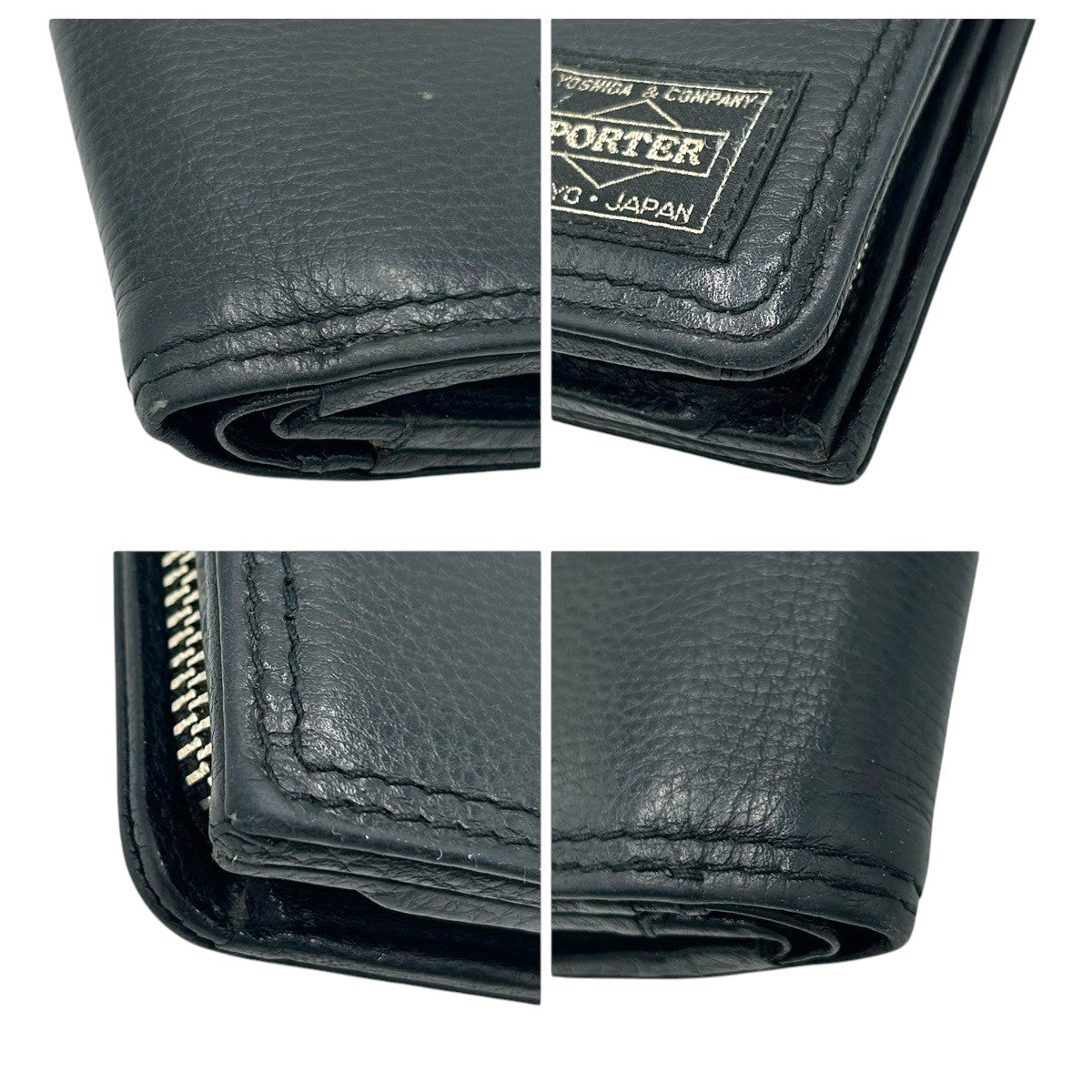 22441
PORTER CALM Black Leather Bi-Fold Wallet Compact Wallet Men's AB2