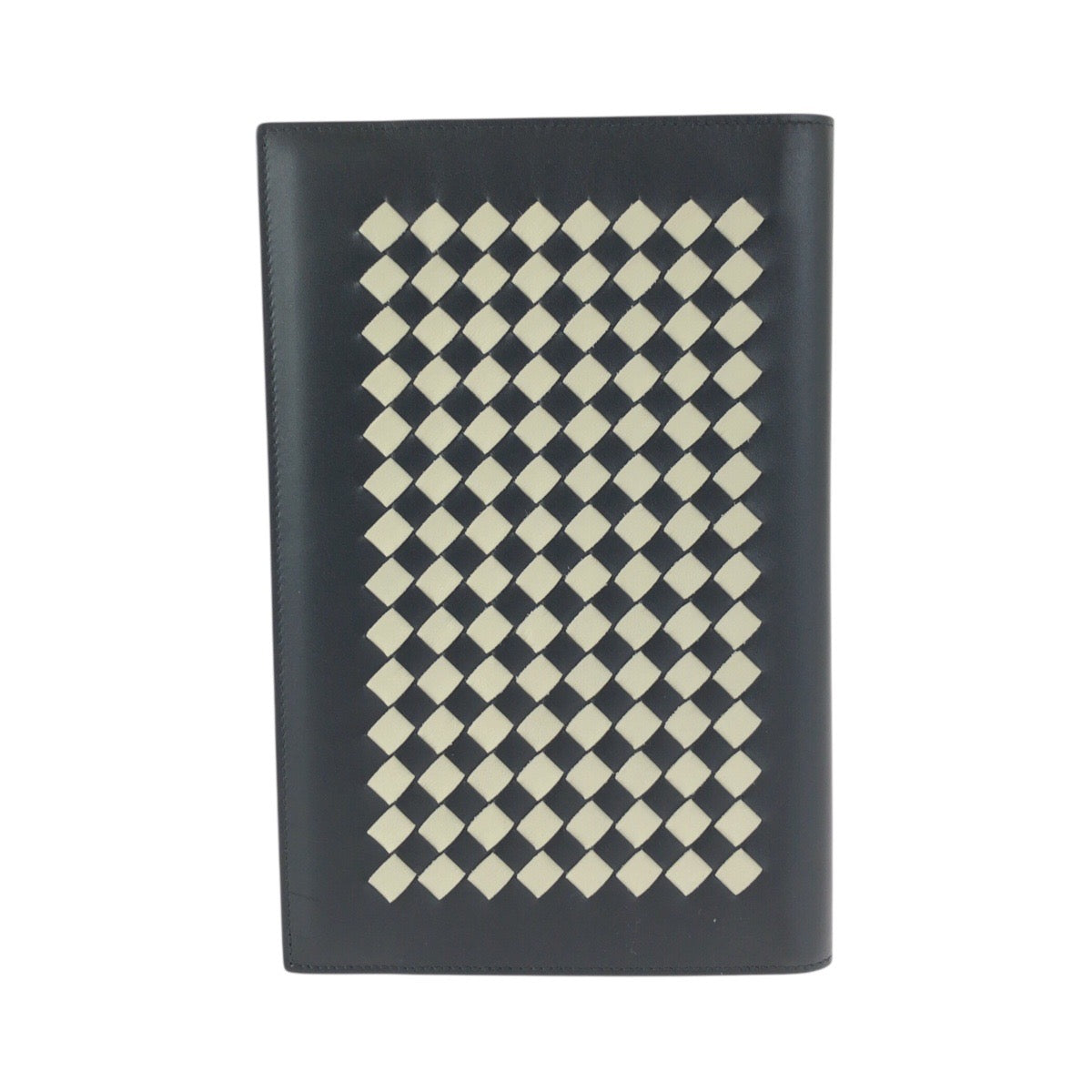 22443
BOTTEGAVENETA ボッテガヴェネタ イントレチャート ブラック 黒 ホワイト レザー ノート ブックカバー 手帳カバー メンズ A24