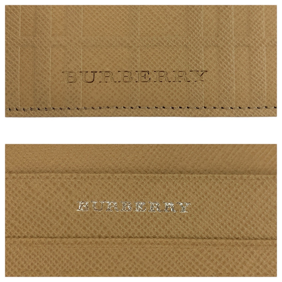 22447
BURBERRY バーバリー ベージュ レザー カードケース パスケース レディース A8