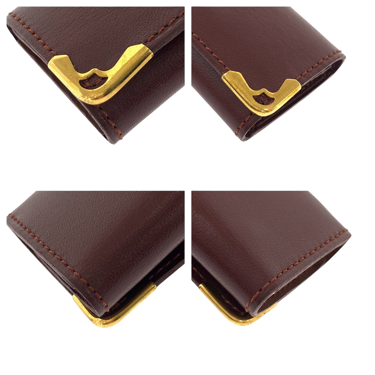 22449
CARTIER Cartier Must Line 4-Key Holder Wine Red Bordeaux Gold Hardware Leather Key Case Ladies A5