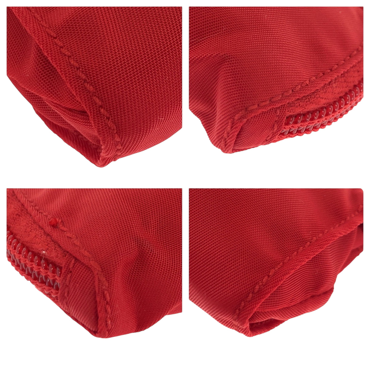 22451
PRADA プラダ テスート 三角ロゴプレート レッド シルバー金具 ナイロン ペンケース 筆箱 男女兼用 レディース A8