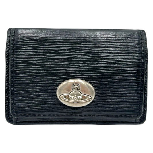 22453
Vivienne Westwood ヴィヴィアンウエストウッド NEW ADVAN ブラック 黒 シルバー金具 レザー 三つ折り財布 折財布 コンパクトウォレット レディース AB5