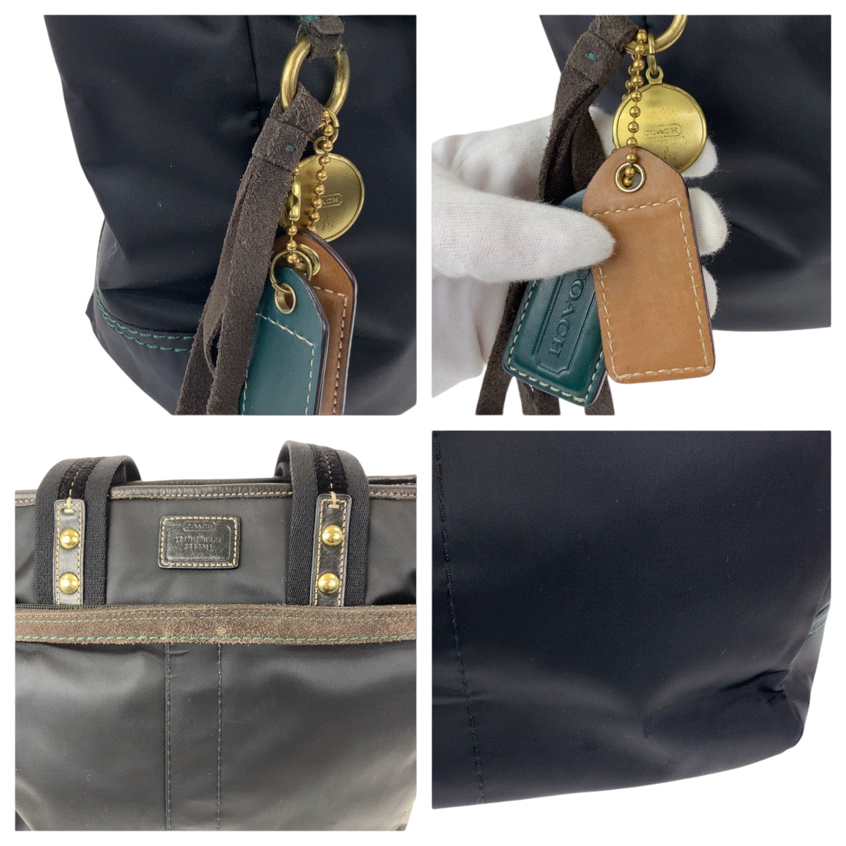 22454
COACH コーチ ハンプトンズウィークエンド ブラック 黒 ゴールド金具 ナイロン / レザー 10100 トートバッグ ショルダーバッグ レディース ABP7