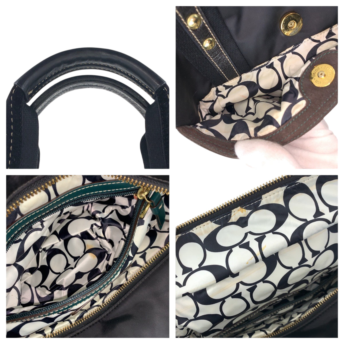 22454
COACH コーチ ハンプトンズウィークエンド ブラック 黒 ゴールド金具 ナイロン / レザー 10100 トートバッグ ショルダーバッグ レディース ABP7