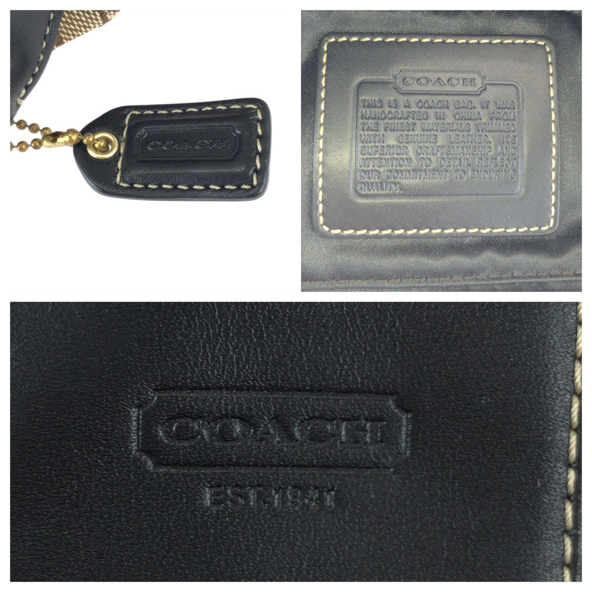 22456
COACH コーチ シグネチャー ベージュ ブラウン ゴールド金具 キャンバス / レザー ハンドバッグ アクセサリーポーチ レディース A7