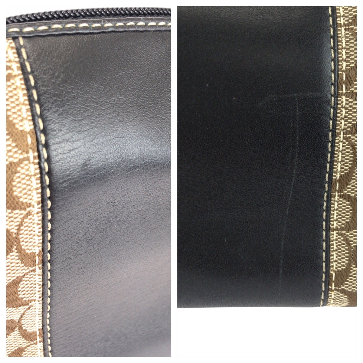 22456
COACH コーチ シグネチャー ベージュ ブラウン ゴールド金具 キャンバス / レザー ハンドバッグ アクセサリーポーチ レディース A7