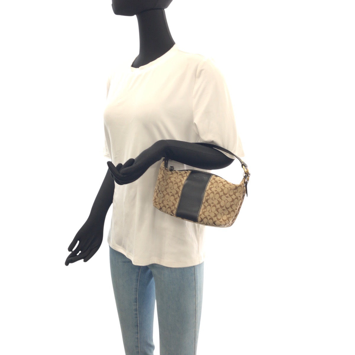 22456
COACH コーチ シグネチャー ベージュ ブラウン ゴールド金具 キャンバス / レザー ハンドバッグ アクセサリーポーチ レディース A7