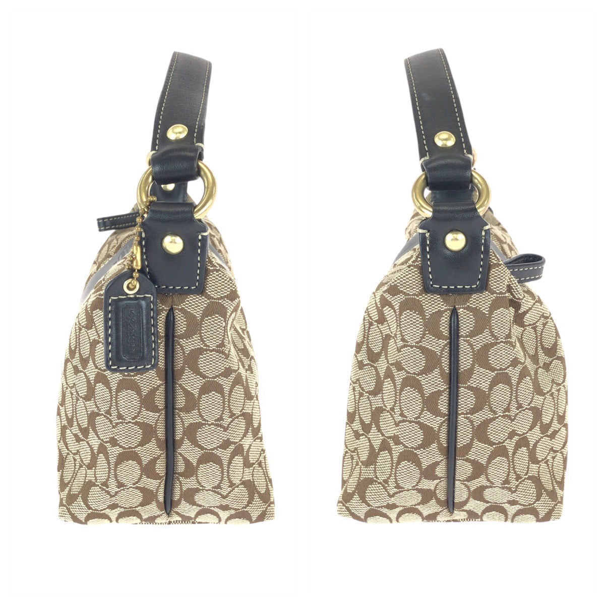 22456
COACH コーチ シグネチャー ベージュ ブラウン ゴールド金具 キャンバス / レザー ハンドバッグ アクセサリーポーチ レディース A7