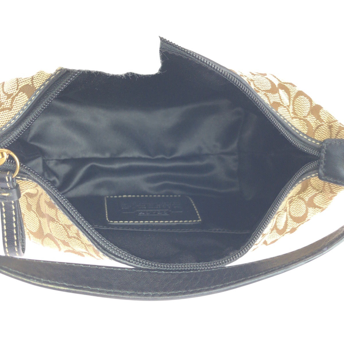 22456
COACH コーチ シグネチャー ベージュ ブラウン ゴールド金具 キャンバス / レザー ハンドバッグ アクセサリーポーチ レディース A7