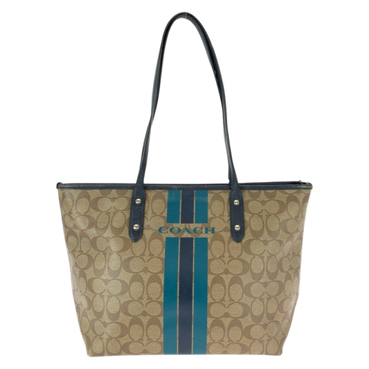 22458
COACH コーチ シグネチャー ベージュ ネイビー ゴールド金具 PVC / レザー F38405 ショルダーバッグ トートバッグ レディース AB5