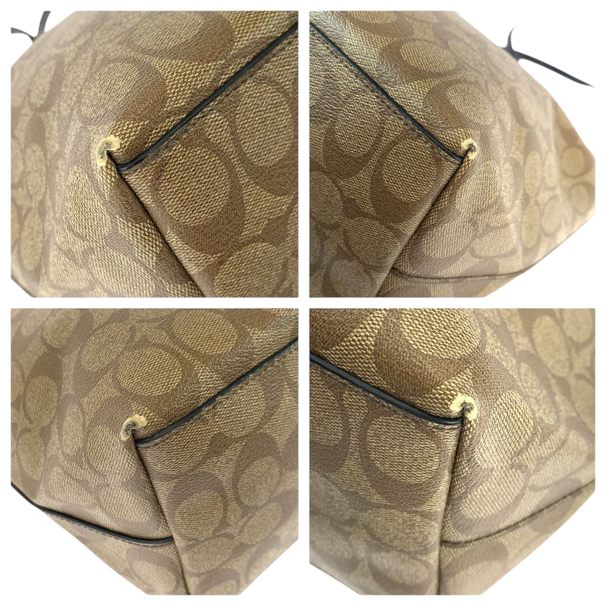 22458
COACH Signature Beige Navy Gold Hardware PVC / Leather F38405 Shoulder Bag Tote Bag Ladies AB5