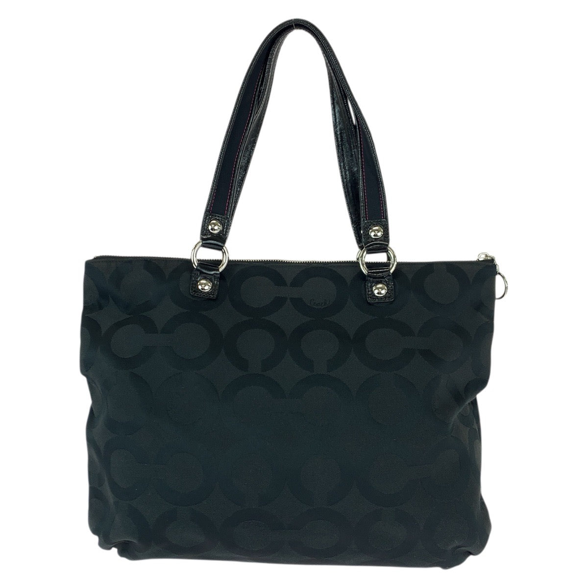 22460
COACH Poppy Opt Art Black Pink Silver Hardware Canvas / Patent Leather F15331 Tote Bag Shoulder Bag Ladies A7