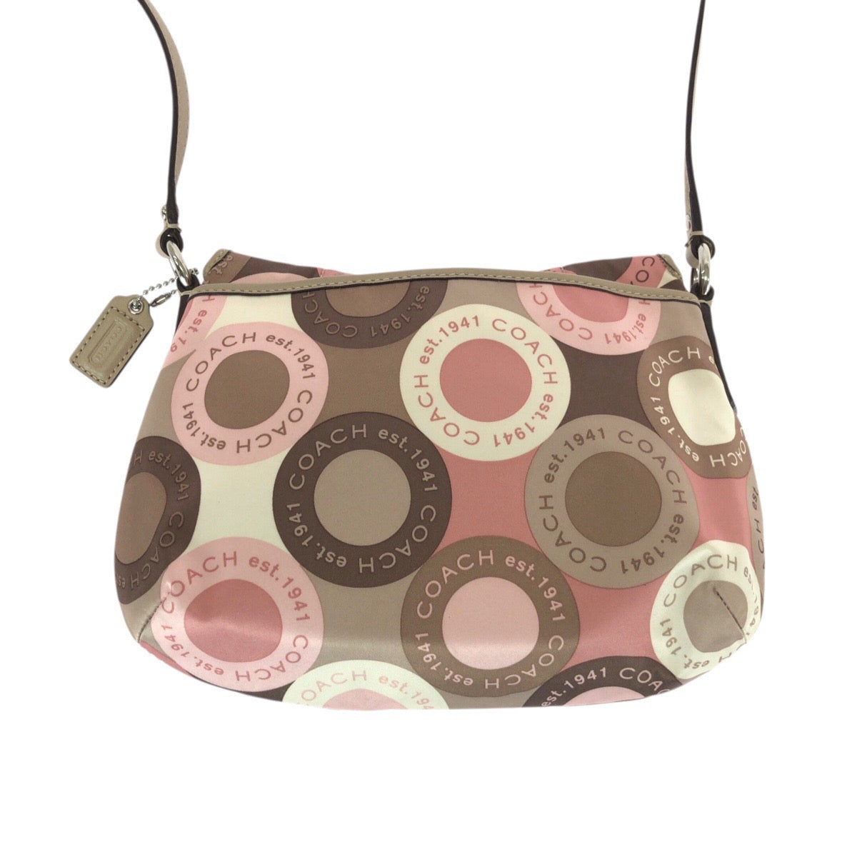 22461
COACH コーチ ソーホー ベージュ ブラウン ピンク ナイロン / レザー ショルダーバッグ ポシェット レディース A7