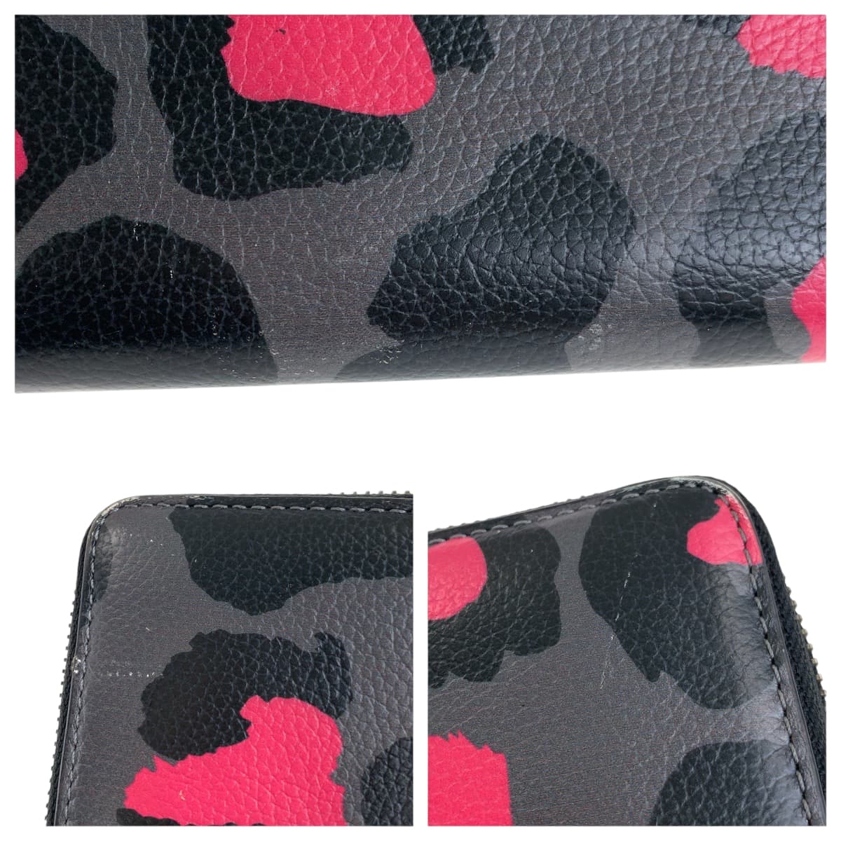 22464
MARC BY MARC JACOBS Leopard Print Gray Pink Silver Hardware Leather M0007766659 Long Wallet Women's AB2
