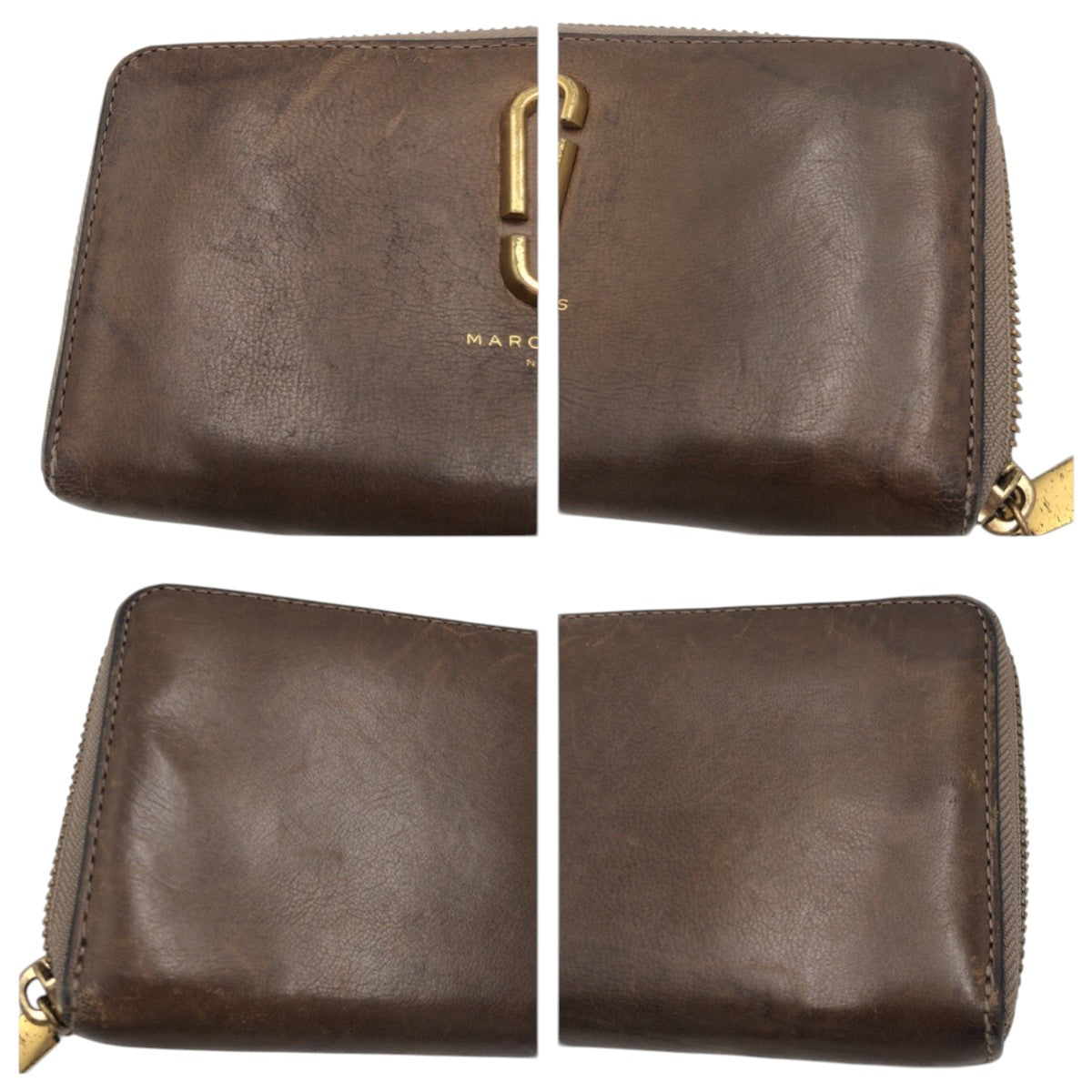 22465
MARC JACOBS マークジェイコブス ブラウン ゴールド金具 レザー 長財布 ロングウォレット レディース B1