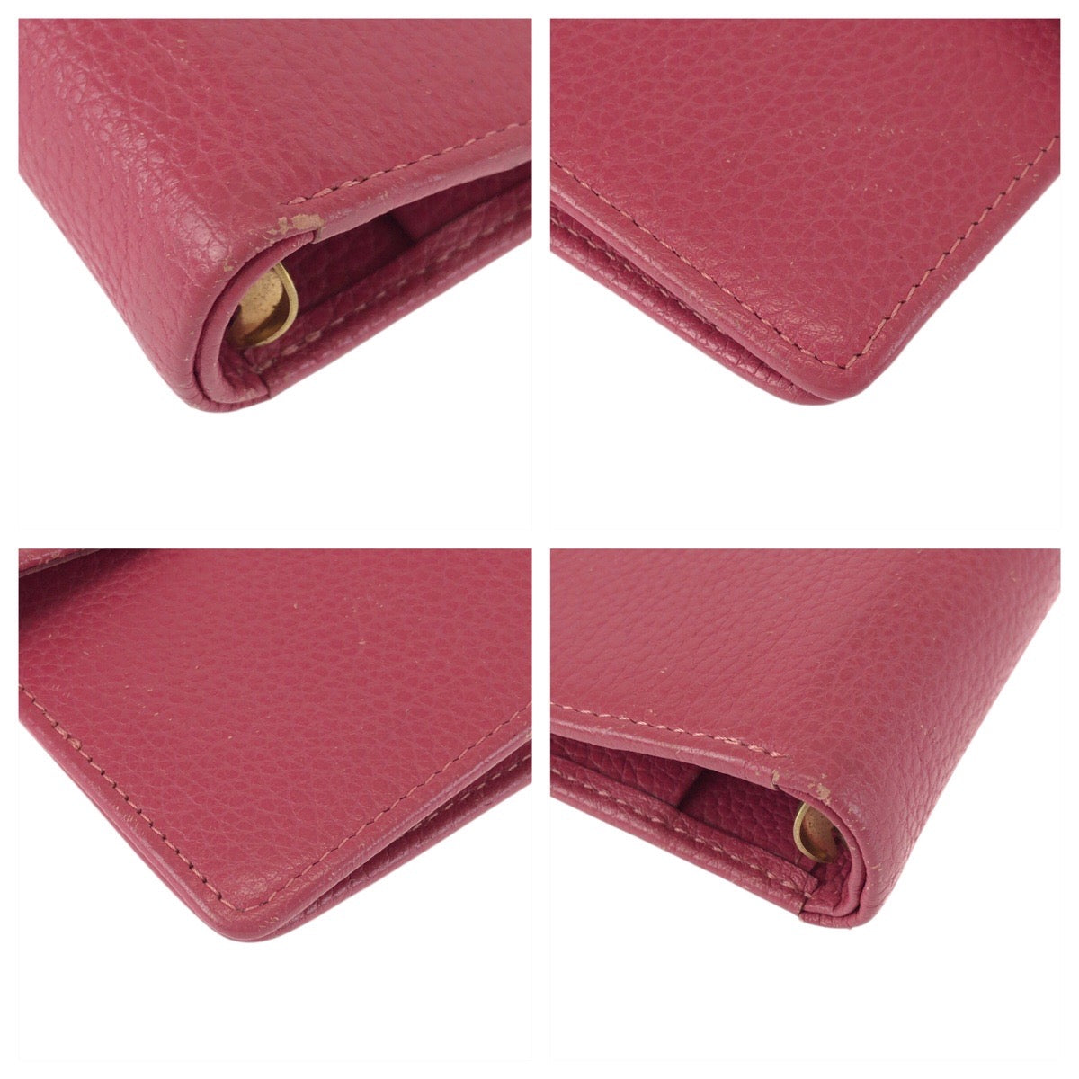 22466
Longchamp ロンシャン ピンク ゴールド金具 レザー 手帳カバー レディース AB1