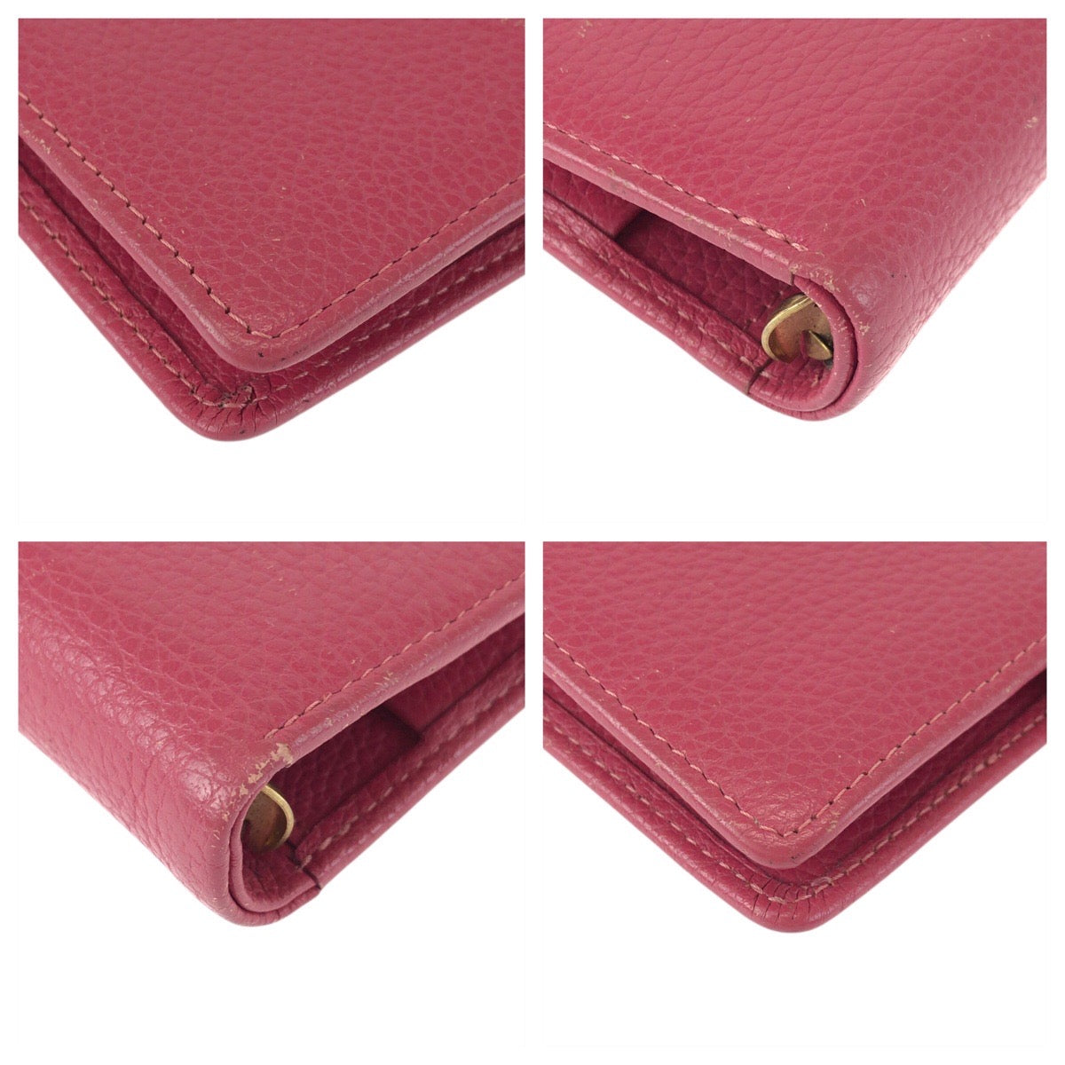 22466
Longchamp ロンシャン ピンク ゴールド金具 レザー 手帳カバー レディース AB1