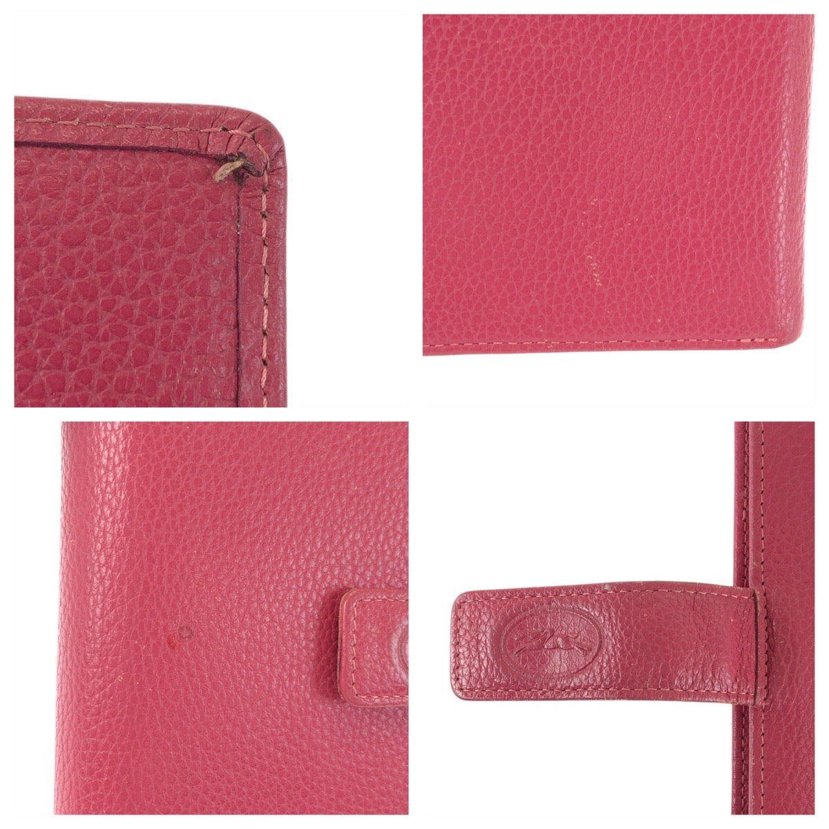 22466
Longchamp ロンシャン ピンク ゴールド金具 レザー 手帳カバー レディース AB1