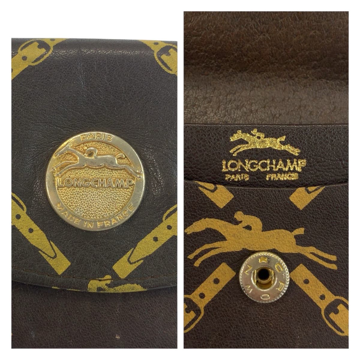 22467
Longchamp ロンシャン ブラウン ゴールド金具 レザー コインケース 小銭入れ レディース B1