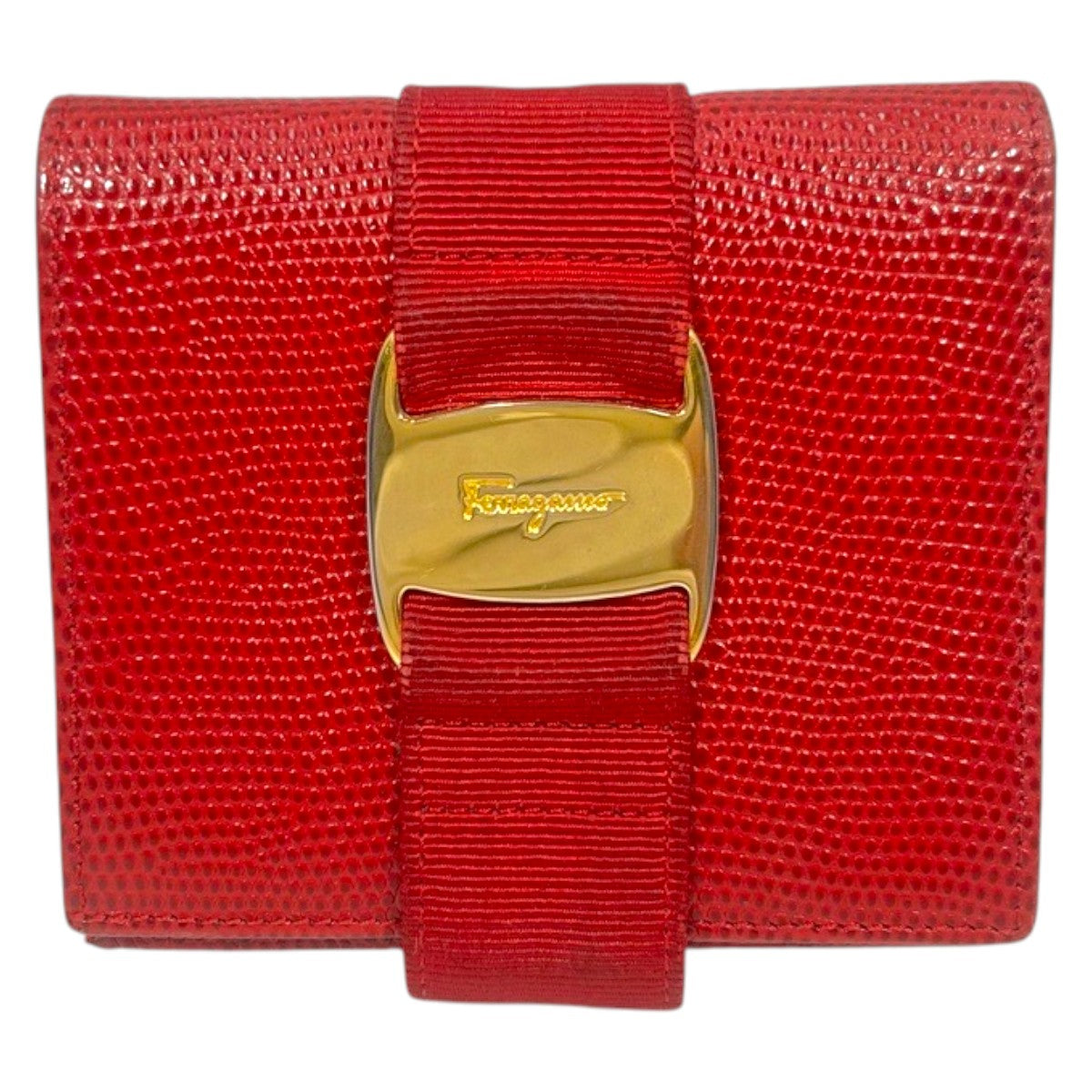 22471
Salvatore Ferragamo サルヴァトーレフェラガモ ヴァラ リボン レッド ゴールド金具 レザー 二つ折り財布 折財布 コンパクトウォレット レディース AB2