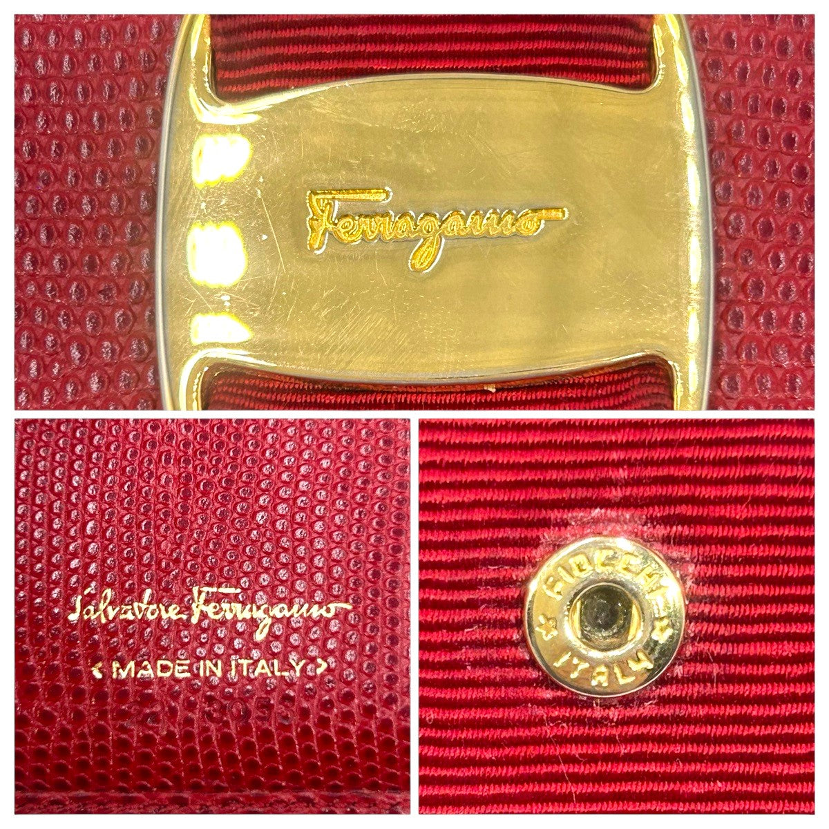 22471
Salvatore Ferragamo サルヴァトーレフェラガモ ヴァラ リボン レッド ゴールド金具 レザー 二つ折り財布 折財布 コンパクトウォレット レディース AB2