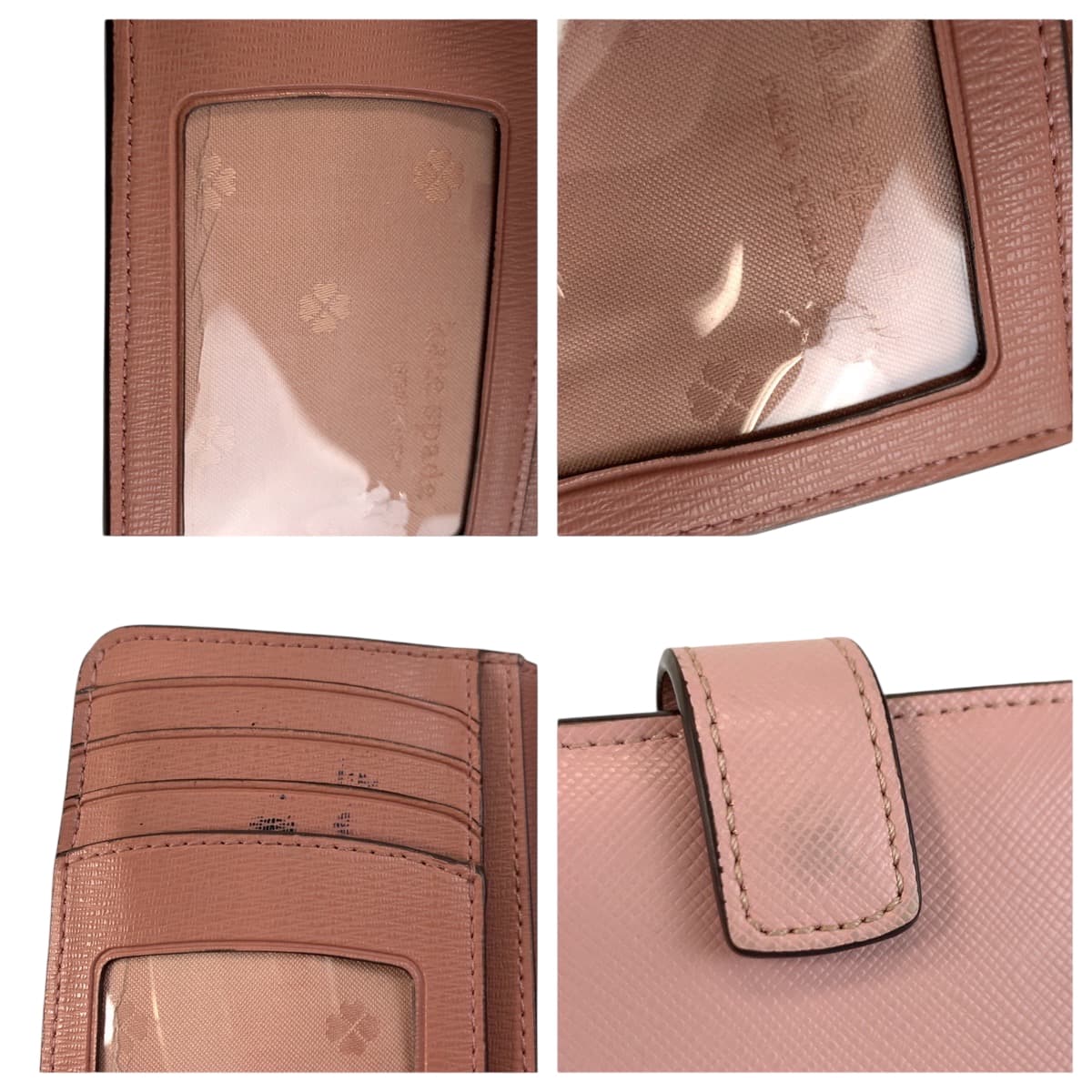 22473
Kate Spade ケイトスペード ピンク ゴールド金具 レザー 折り財布 コンパクトウォレット レディース ABP2