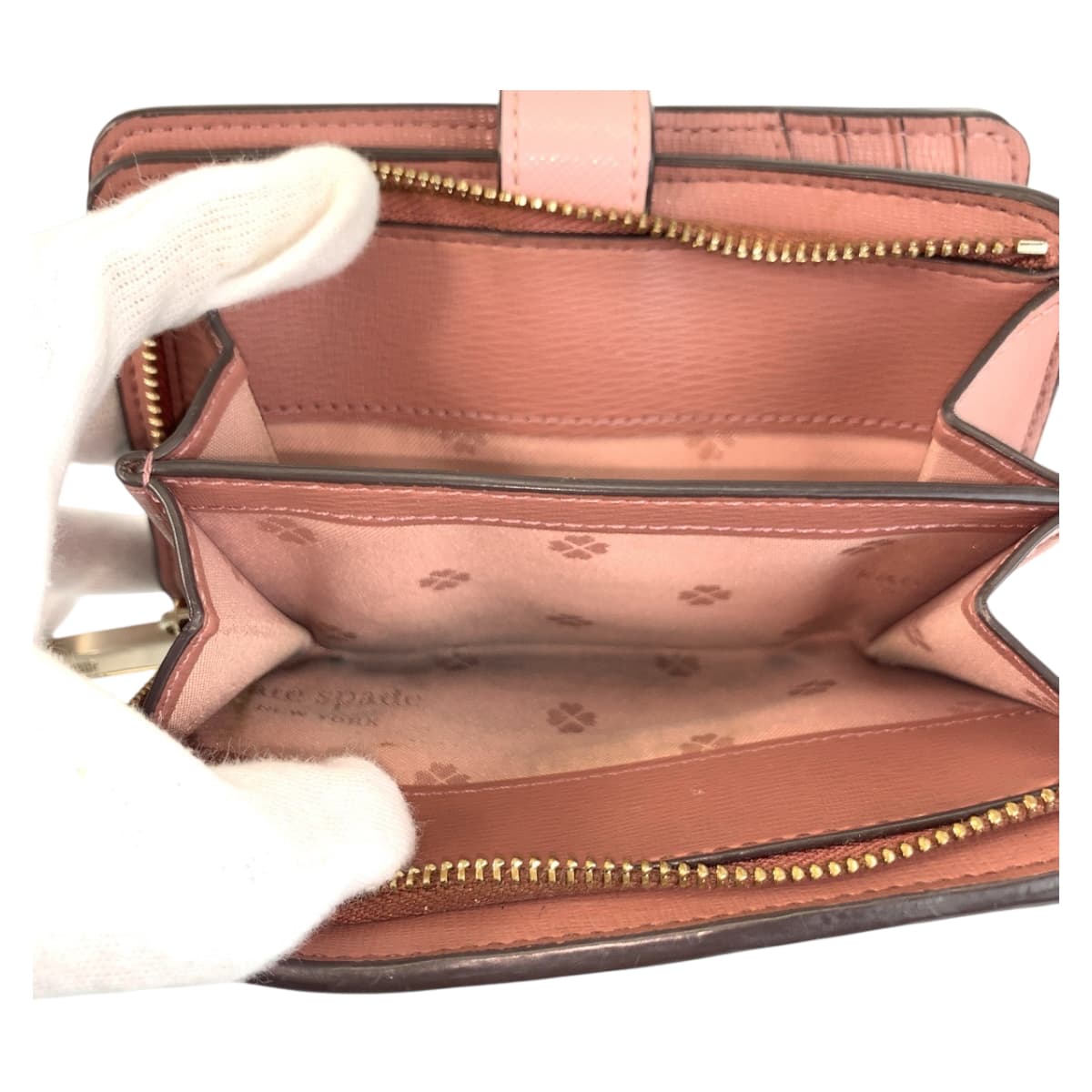 22473
Kate Spade ケイトスペード ピンク ゴールド金具 レザー 折り財布 コンパクトウォレット レディース ABP2