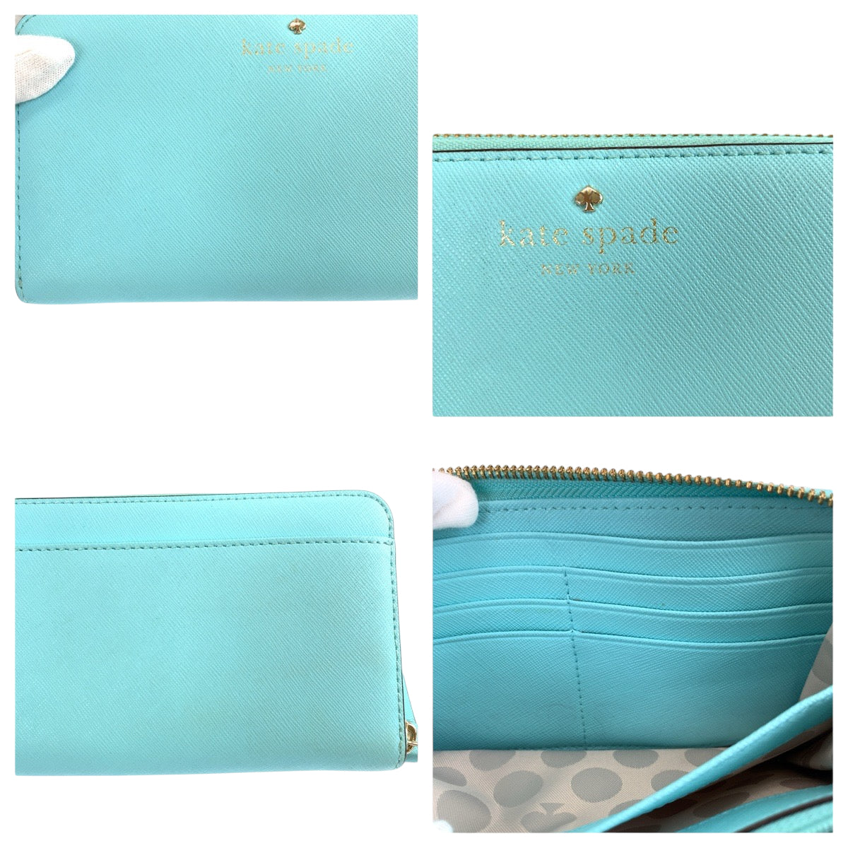 22474
Kate Spade Blue Light Blue Gold Hardware Leather pwru3898 Long Wallet Round Zipper Women's ABP3