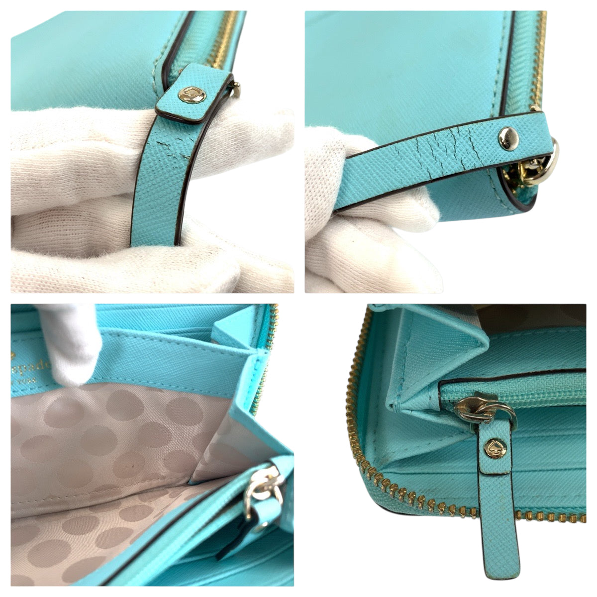 22474
Kate Spade Blue Light Blue Gold Hardware Leather pwru3898 Long Wallet Round Zipper Women's ABP3