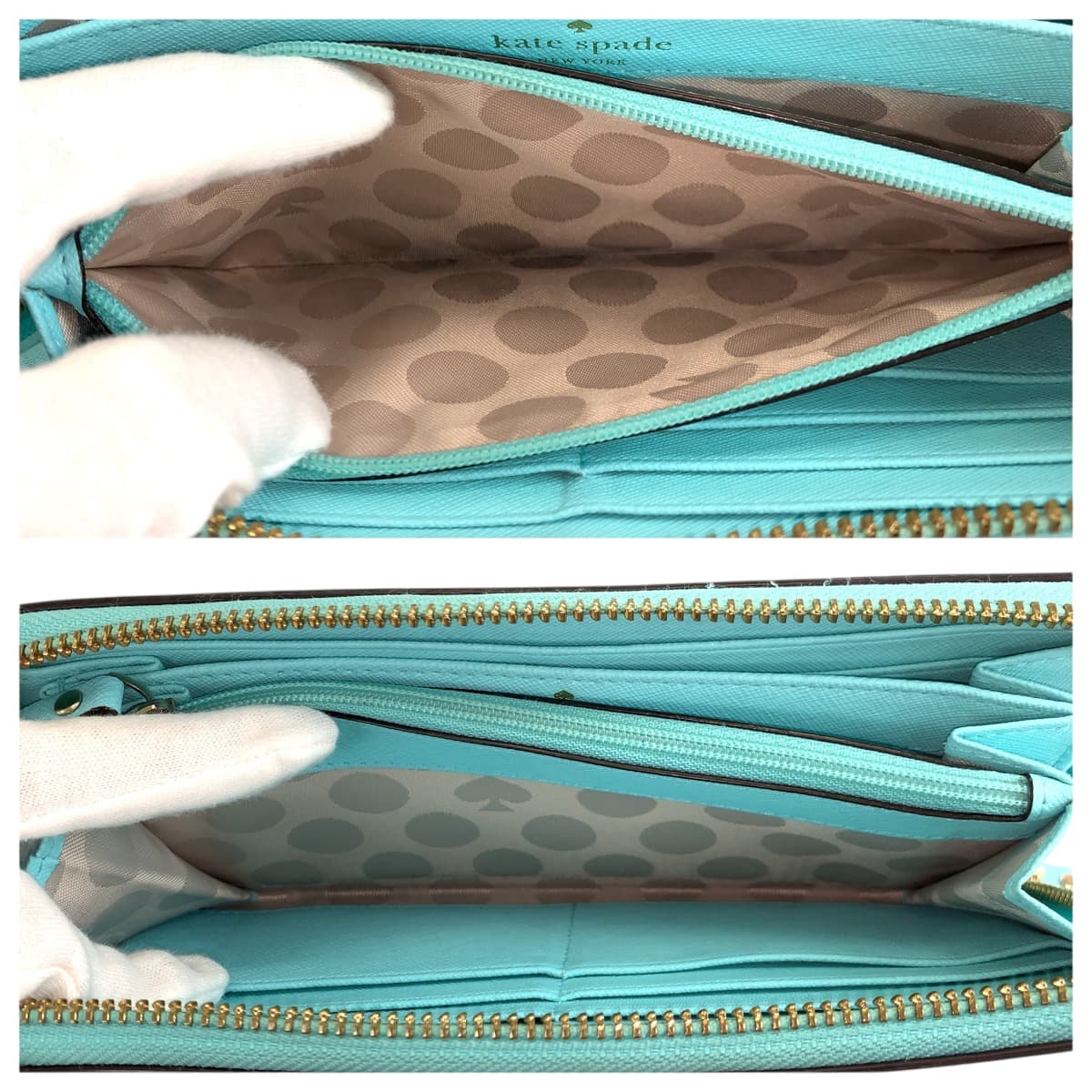 22474
Kate Spade Blue Light Blue Gold Hardware Leather pwru3898 Long Wallet Round Zipper Women's ABP3
