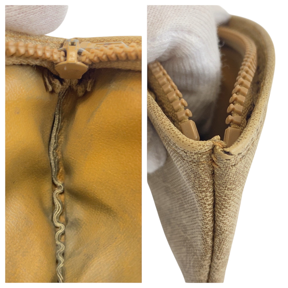 22476
CELINE セリーヌ ヴィンテージ マカダム ベージュ ブラウン PVC コインケース 小銭入れ レディース AB1