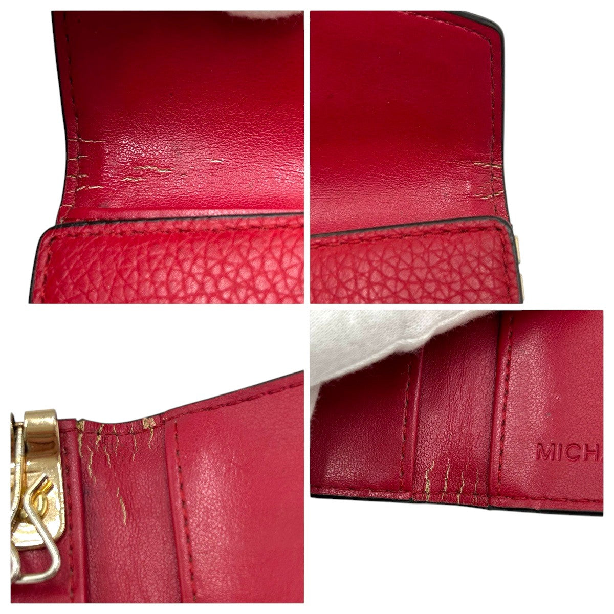 22477
Michael Kors マイケルコース レッド ゴールド金具 レザー キーケース レディース AB1