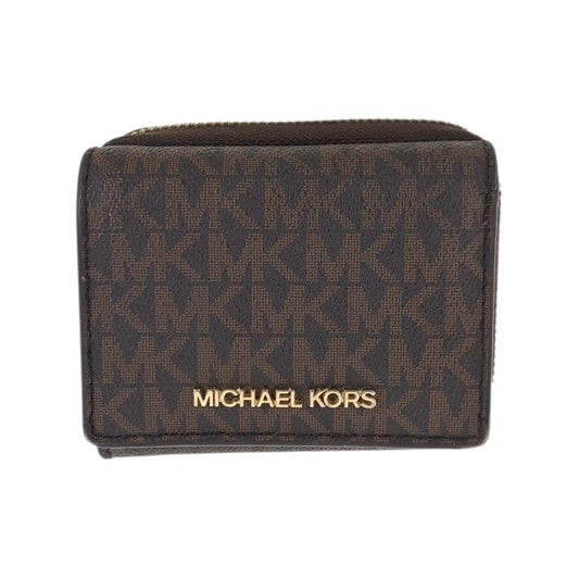 22478
Michael Kors マイケルコース ブラウン ゴールド金具 PVC 35H9GTVZ5B 折財布 コンパクトウォレット レディース B1