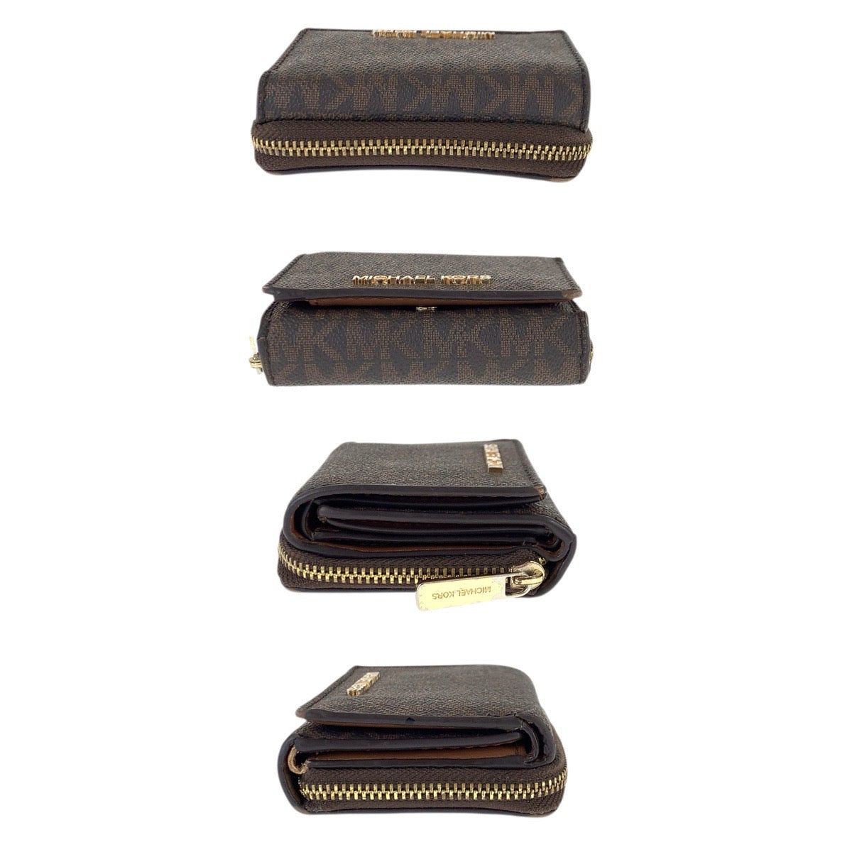 22478
Michael Kors マイケルコース ブラウン ゴールド金具 PVC 35H9GTVZ5B 折財布 コンパクトウォレット レディース B1