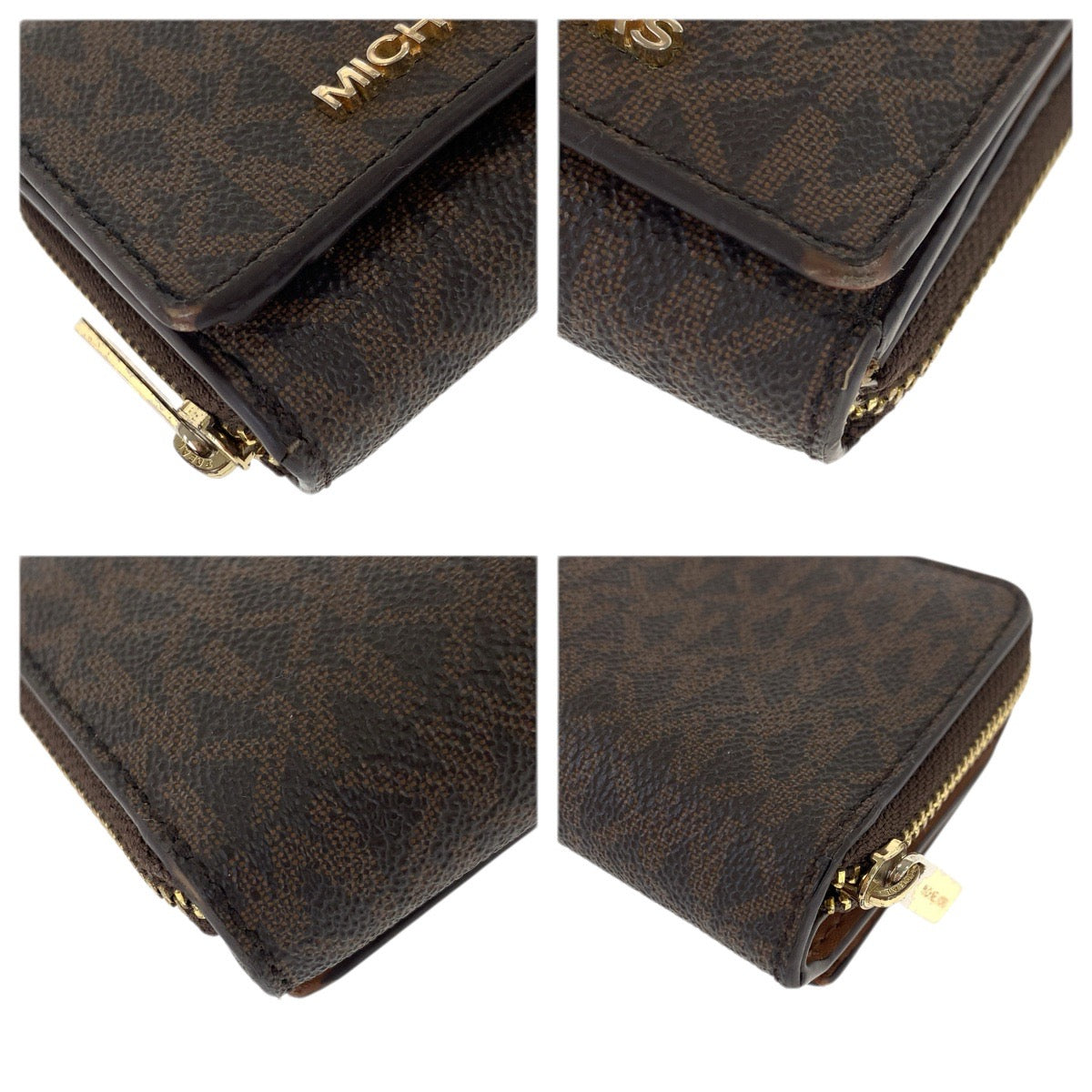 22478
Michael Kors マイケルコース ブラウン ゴールド金具 PVC 35H9GTVZ5B 折財布 コンパクトウォレット レディース B1