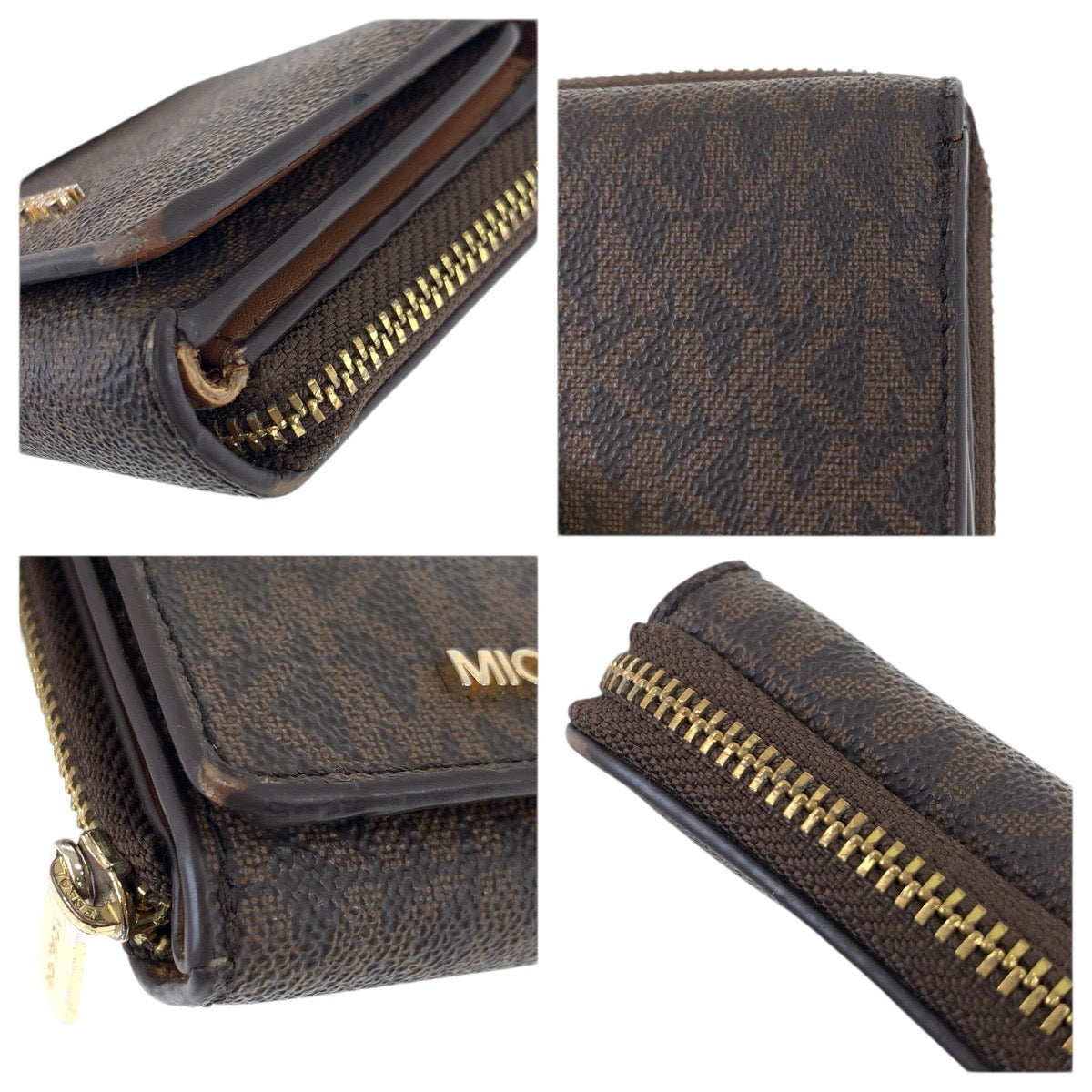22478
Michael Kors マイケルコース ブラウン ゴールド金具 PVC 35H9GTVZ5B 折財布 コンパクトウォレット レディース B1