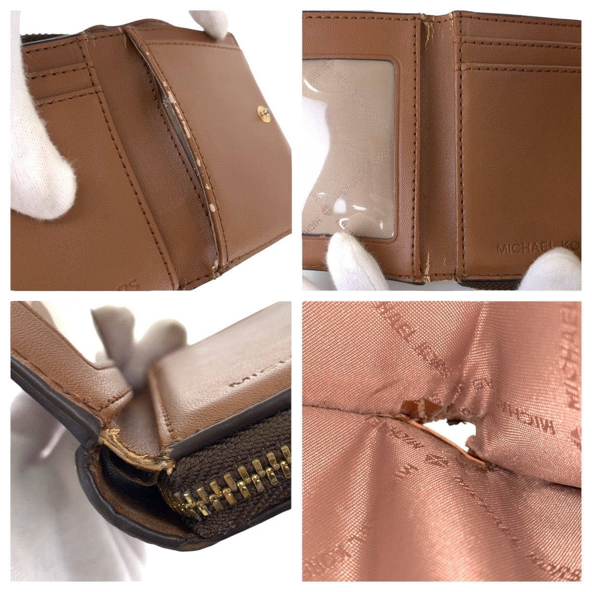 22478
Michael Kors マイケルコース ブラウン ゴールド金具 PVC 35H9GTVZ5B 折財布 コンパクトウォレット レディース B1