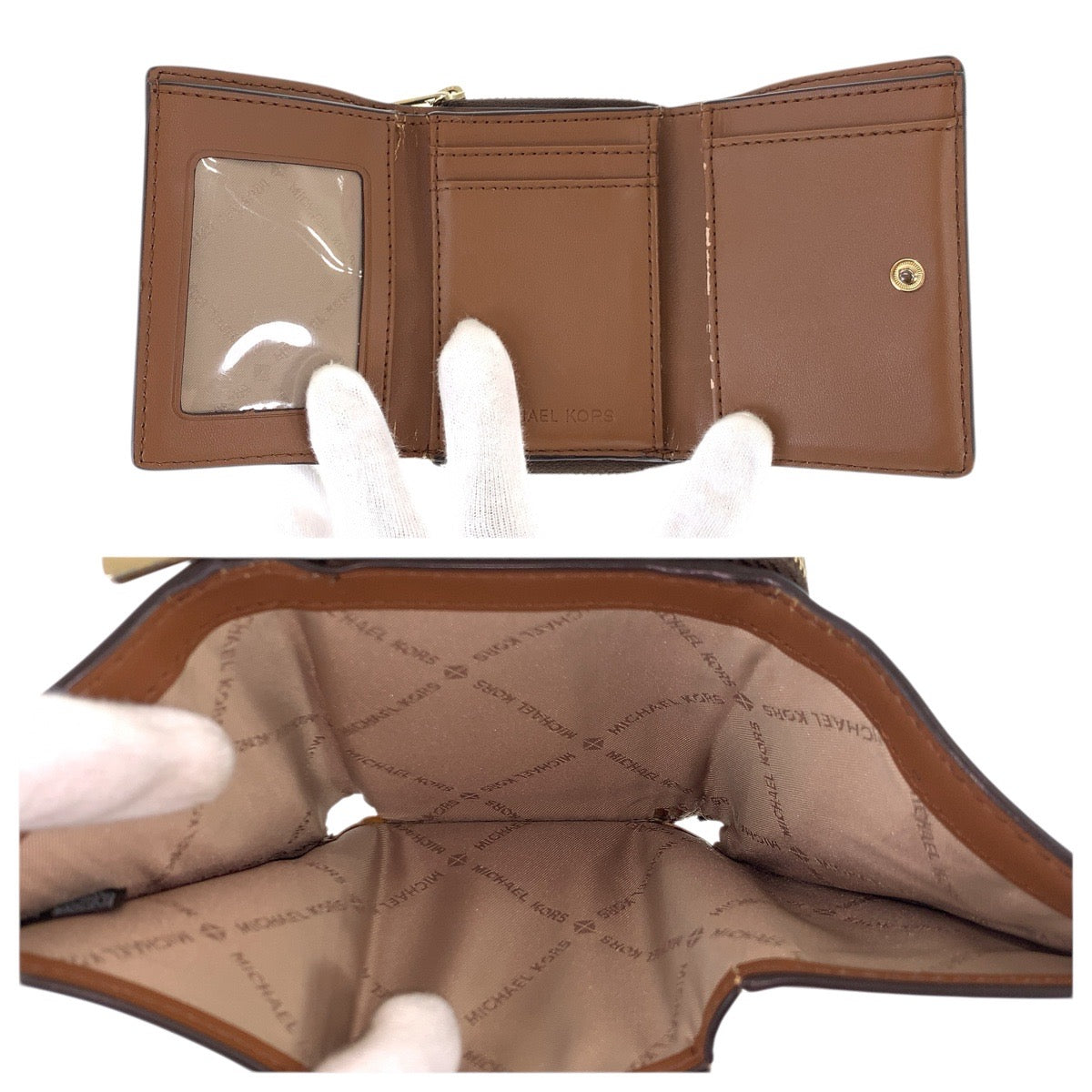 22478
Michael Kors マイケルコース ブラウン ゴールド金具 PVC 35H9GTVZ5B 折財布 コンパクトウォレット レディース B1
