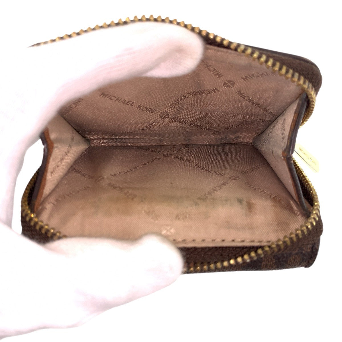 22478
Michael Kors マイケルコース ブラウン ゴールド金具 PVC 35H9GTVZ5B 折財布 コンパクトウォレット レディース B1